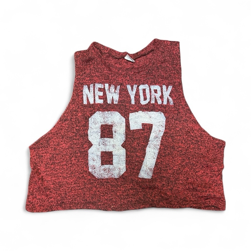 Red New York 87 Crop Top -Junior Lg - Picture 1 of 5